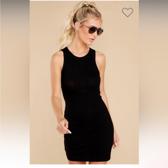 THROUGH THE YEARS BLACK Ribbed Knit DRESS S/M - Picture 4 of 10